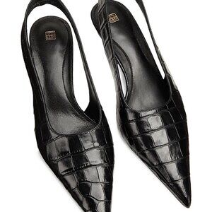 TOTEME Croc-effect leather slingback pumps in Black SZ 39